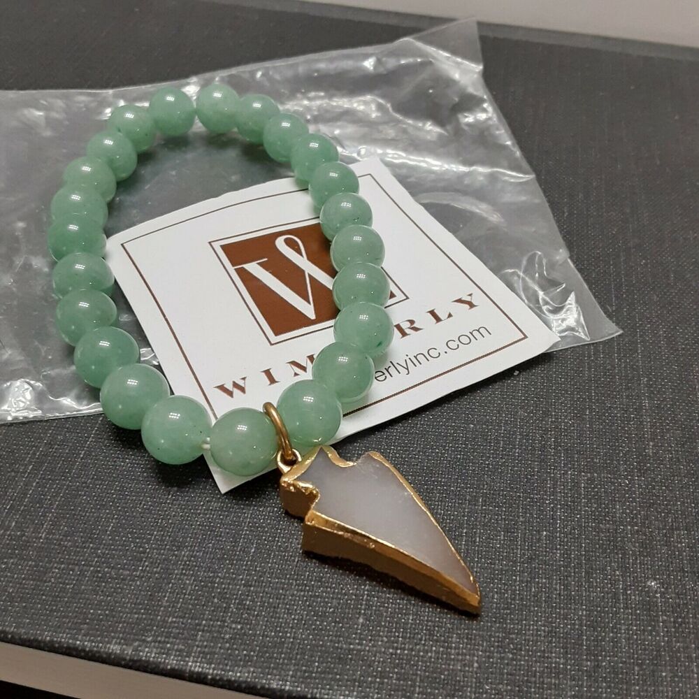 Wimberly beaded Bracelet with Arrowhead Shaped Stone Pendant